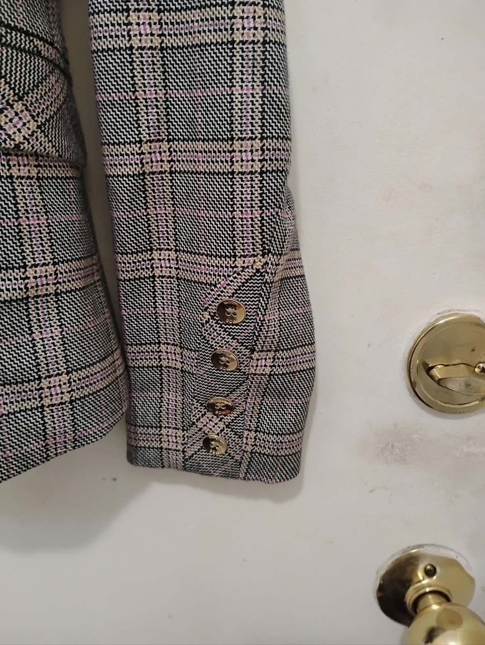 MOS MOSH Blake Ezra Plaid Blazer Size 34 Tailored Pink And Gray Jacket - Picture 6 of 10